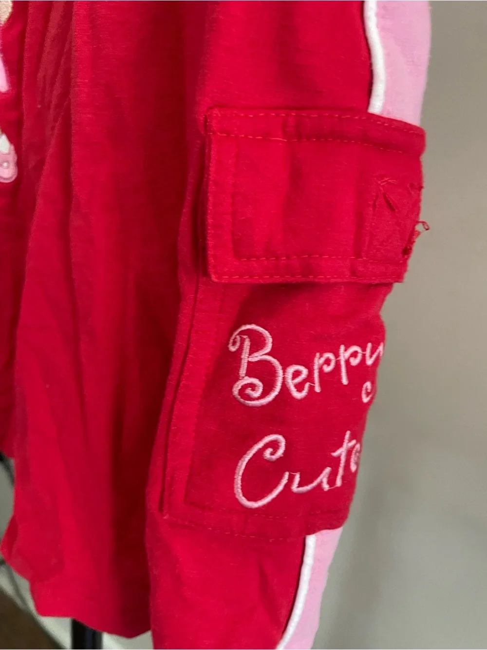 Vintage Y2K Strawberry Shortcake Berry Cool Hooded Cargo Dress Girls 7/8 Rare